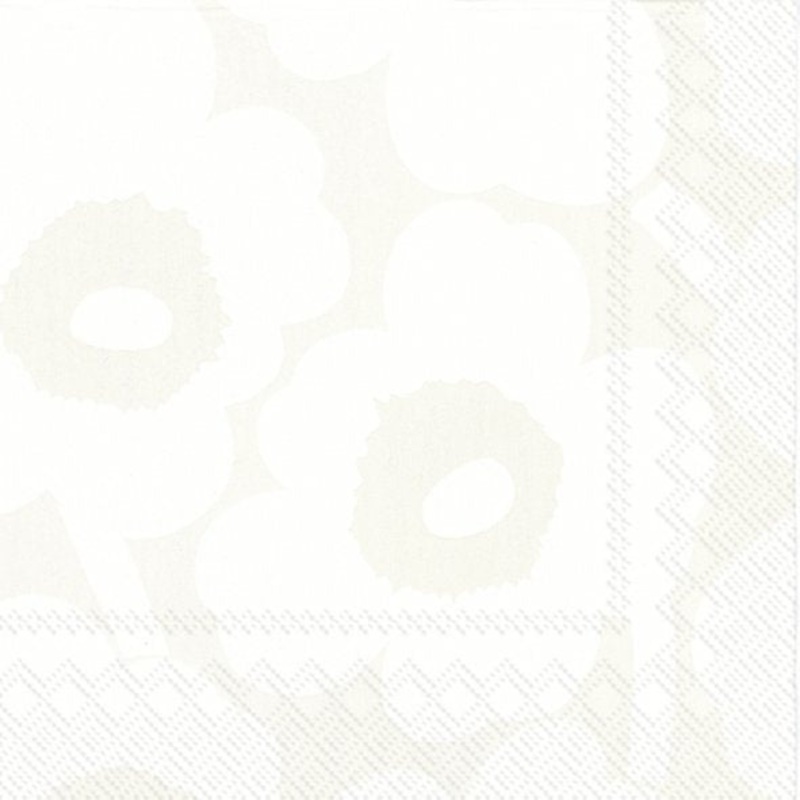 Marimekko Paper Cocktail Napkins - UNIKKO white grey