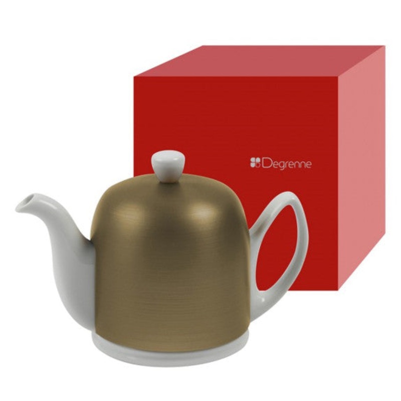 Degrenne Salam 6-cup Teapot - White with Bronze Lid