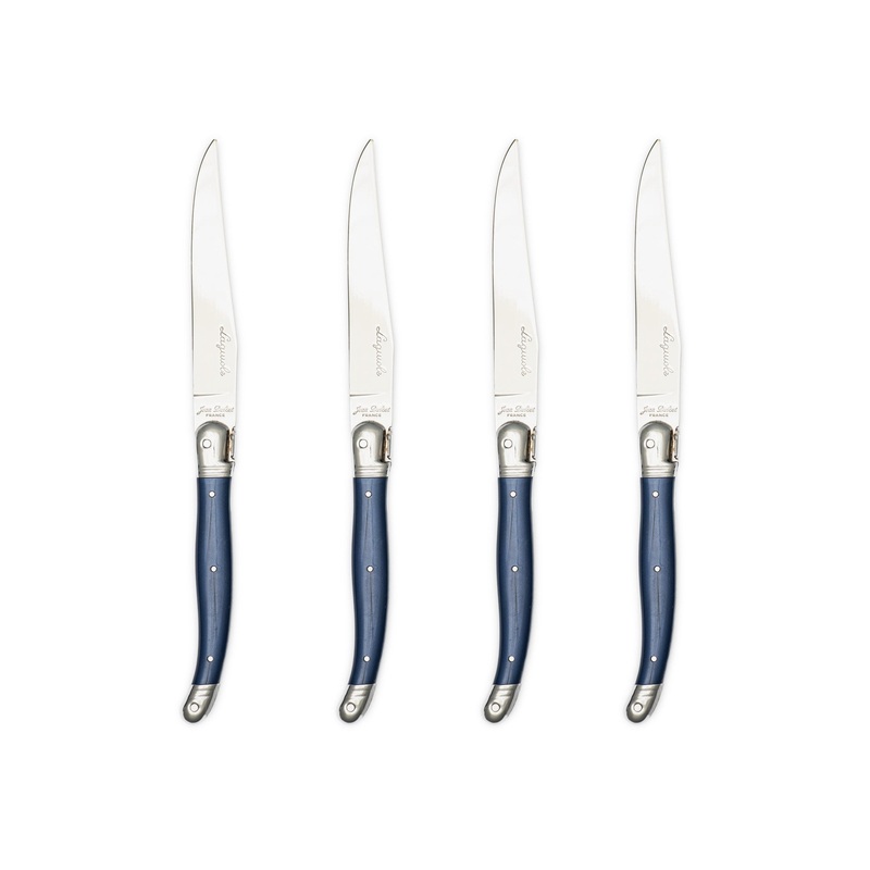 Laguiole Jean Dubost Smooth Steak Knife Set of 4 - Dark Blue