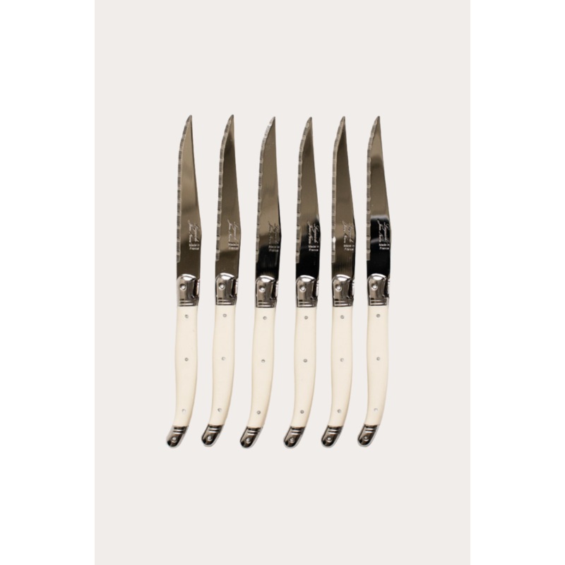 Laguiole Jean Nron Serrated Steak Knife - Set of 6, Ivory