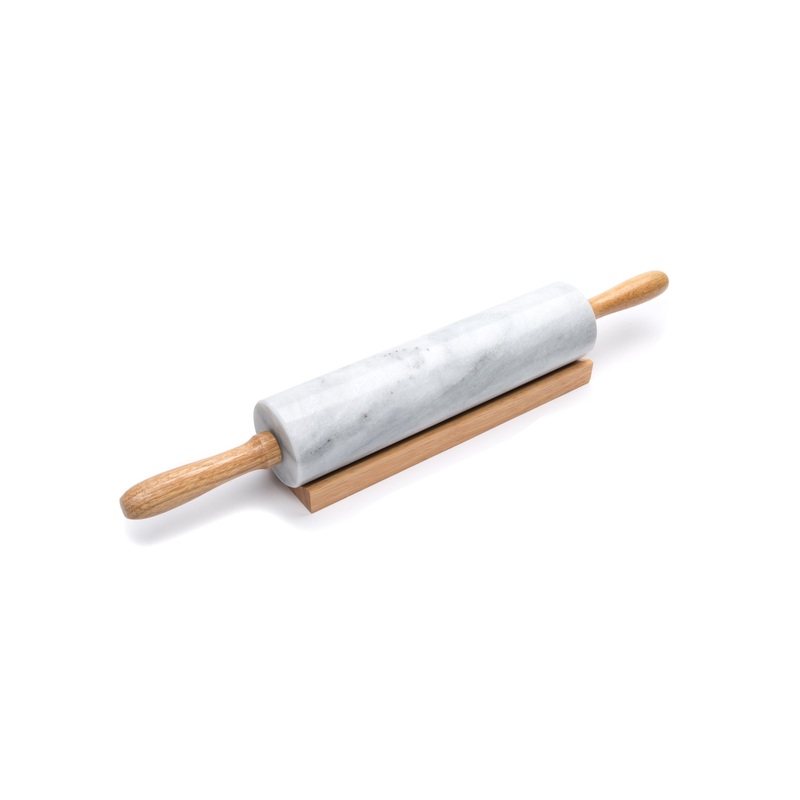 Fox Run 10" Marble Rolling Pin with Wood Stand
