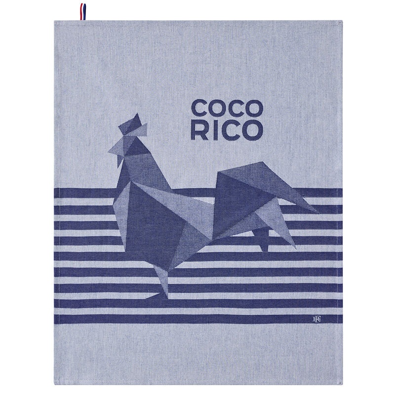 Jacquard Franais Cotton Tea Towel  - Coco-Rico lyse Cotton/Bleu