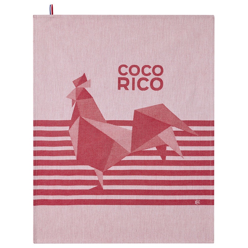 Jacquard Franais Cotton Tea Towel  - Coco-Rico lyse Cotton/Rouge