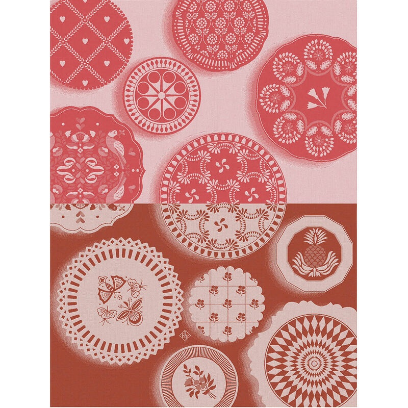 Jacquard Franais Cotton Tea Towel  - Faence / Rouge
