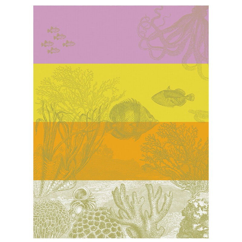 Jacquard Franais Cotton Tea Towel  - Sous l'ocan / Jaune