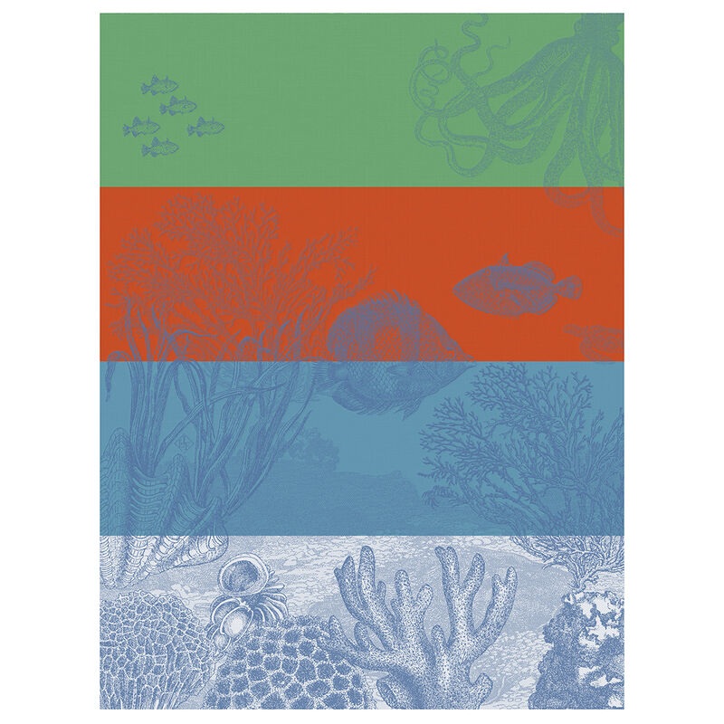 Jacquard Franais Cotton Tea Towel  - Sous l'ocan / Rouge