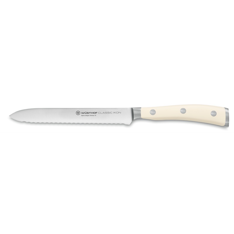 Wusthof Classic Ikon 5"/14cm Serrated Utility- Creme