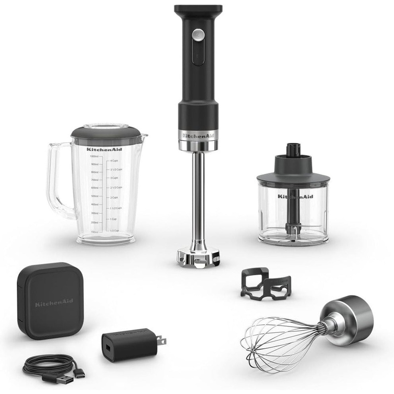 KitchenAid Go Cordless Hand Blender with Accessories - Black Matte - Battery Included