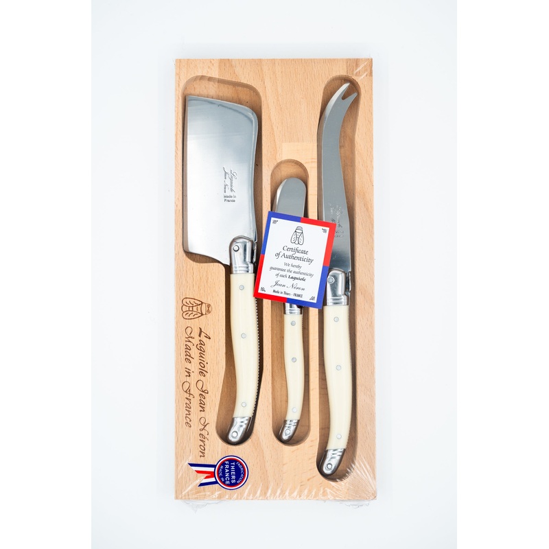 Laguiole Jean Nron Cheese Knife 3-Piece Set - Ivory