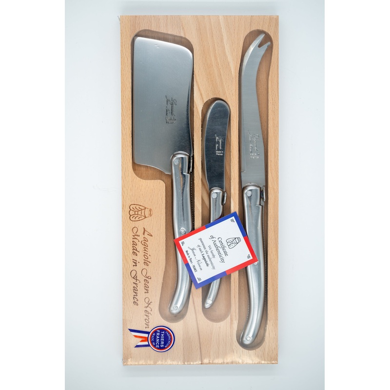 Laguiole Jean Nron Cheese Knife 3-Piece Set - Stainless Steel