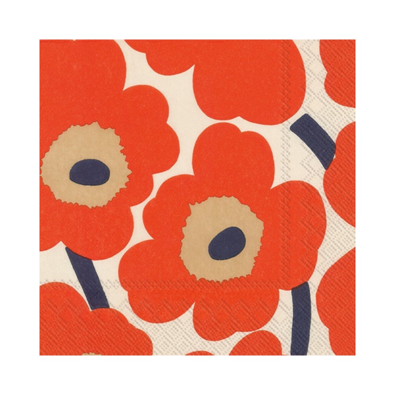 Marimekko Paper Lunch Napkins - UNIKKO Cream Red