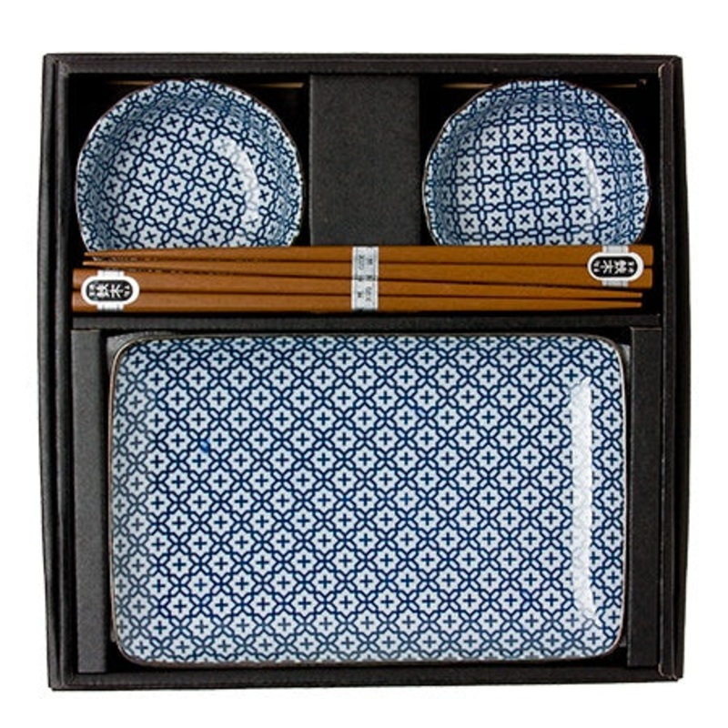 Miya Blue & White Cross Sushi Set
