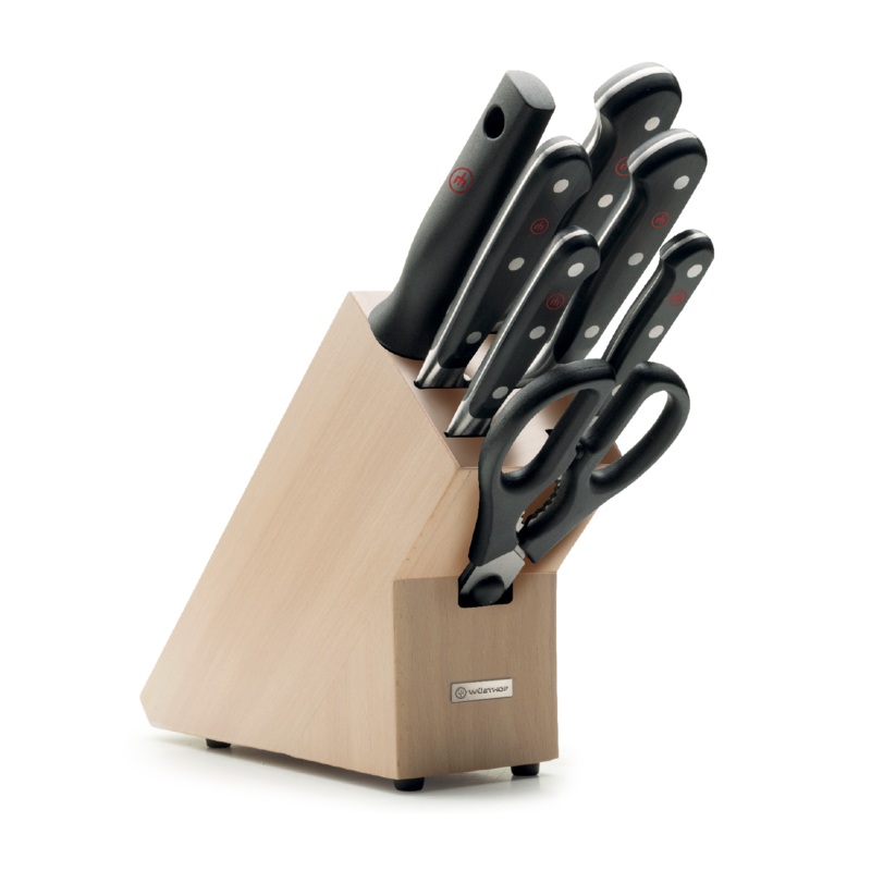 Wusthof Classic 8 Piece Knife Set with Natural Beech Knife Block