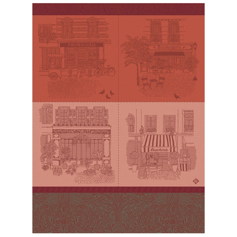 Jacquard Franais Cotton Tea Towel  - Devantures Red