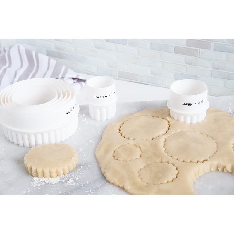 Fox Run Plain and Crinkled Double-Sided Cookie Cutter Set - 7 Piece Set