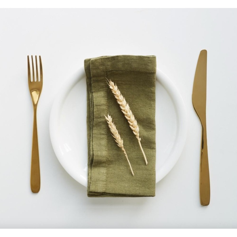 Linen Tales Set of 2 Linen Napkins - Martini Olive / 18 x 18"