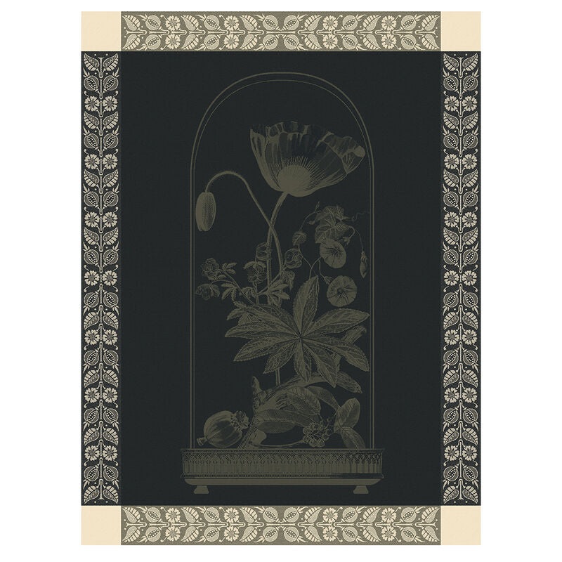 Jacquard Franais Cotton Tea Towel - Curiosits Florales / Vert