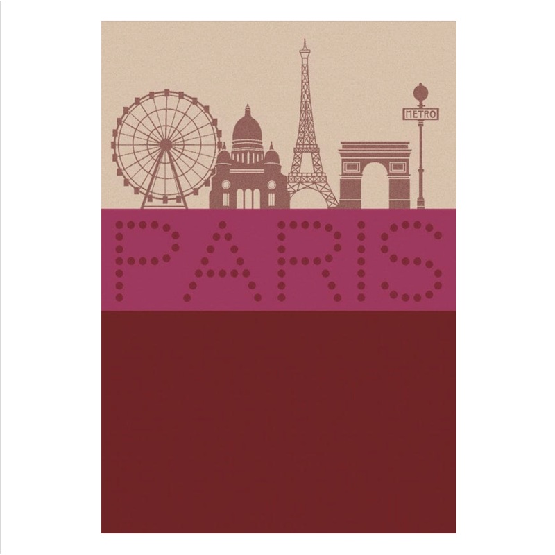 Jacquard Franais Cotton Tea Towel - Paris Lumires Red