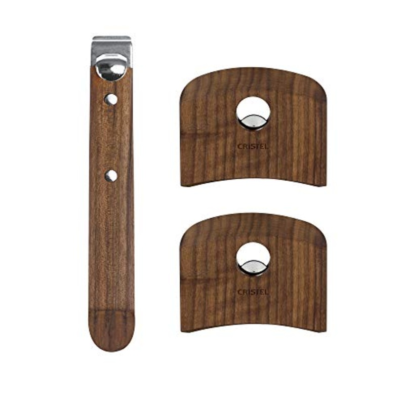Cristel Casteline Handle Set - 1 Long and 2 Side Handles Walnut