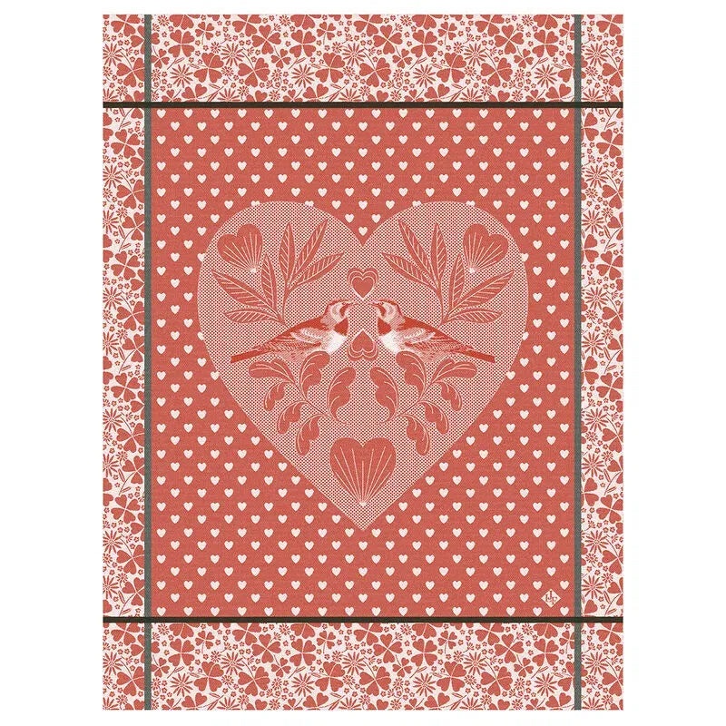 Jacquard Franais Cotton Tea Towel - Amour Red