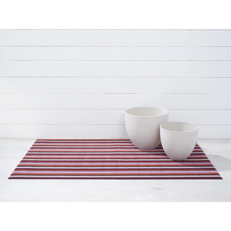 Chilewich Indoor Outdoor Shag Mat - Even Stripe / Berry / 24x36"