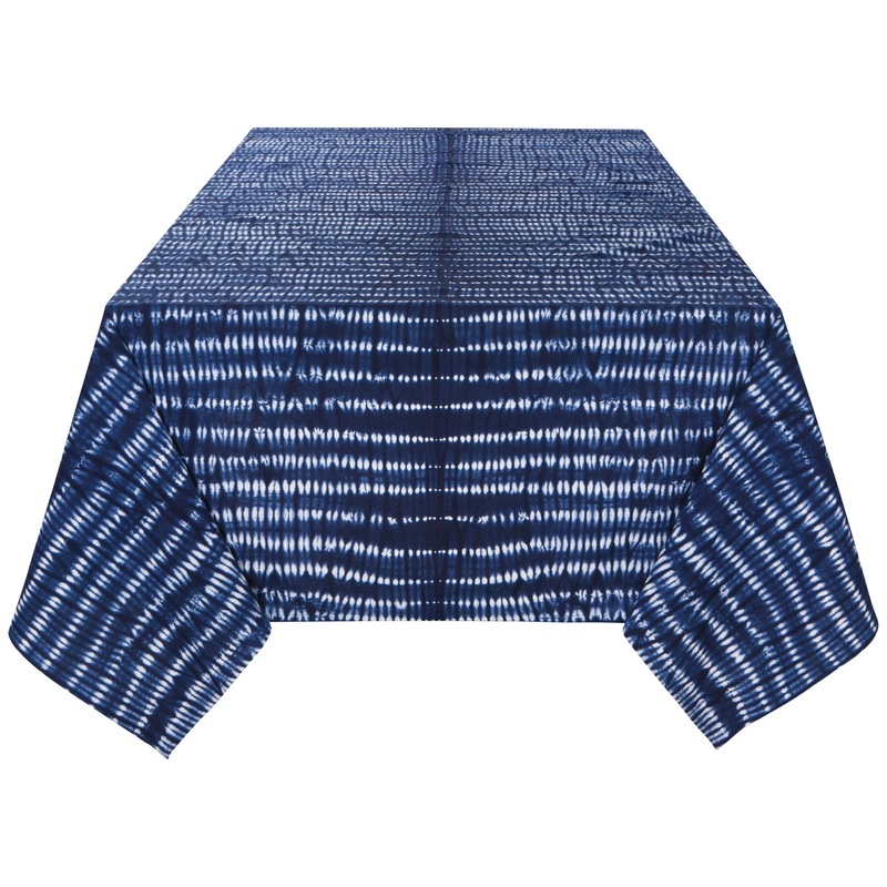 Danica Heirloom Block Print Cotton Tablecloth - Tidal / 90x60"