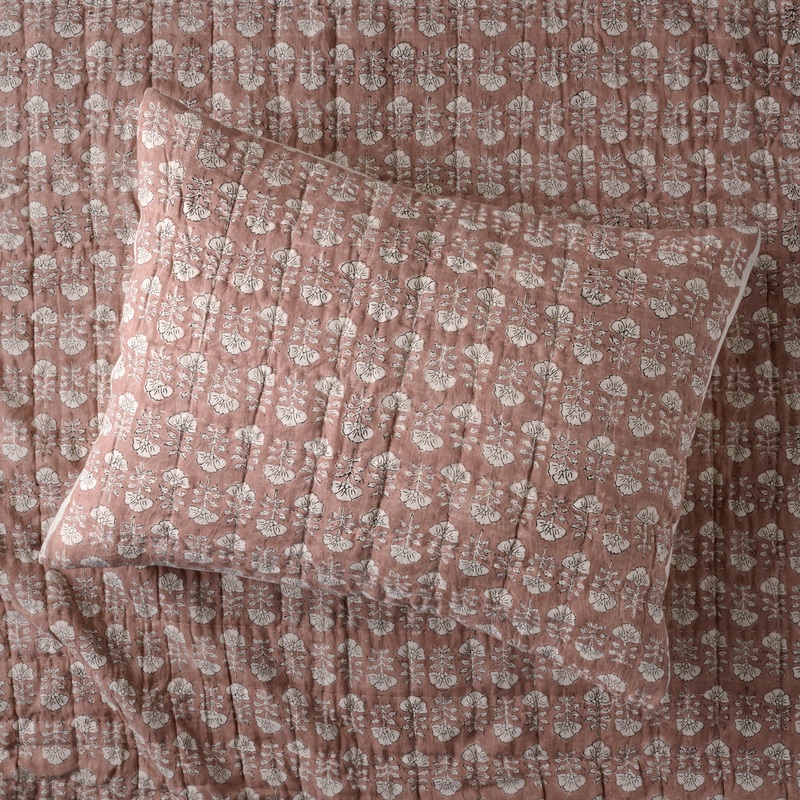 Flora Block Print Pillow Sham - Desert Clay