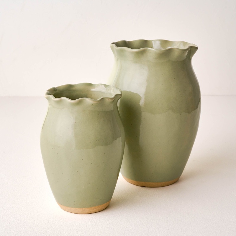 Nancy Green Scalloped Ceramic Vase