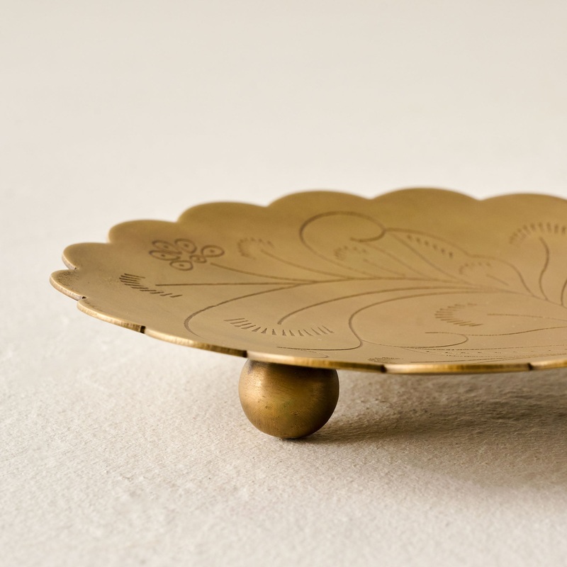 Etched Brass Footed Tray