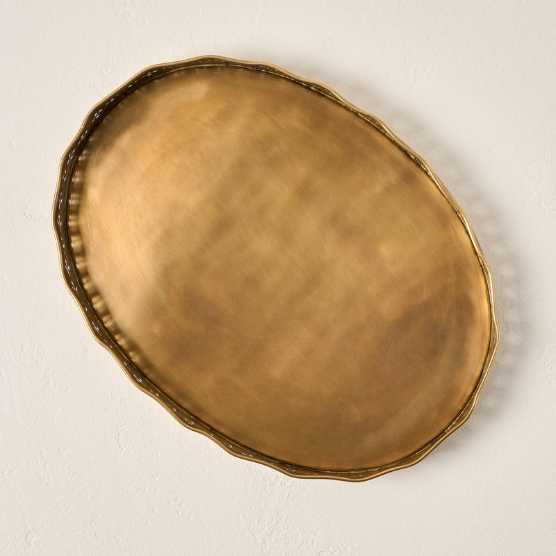 Floral Antique Brass Tray
