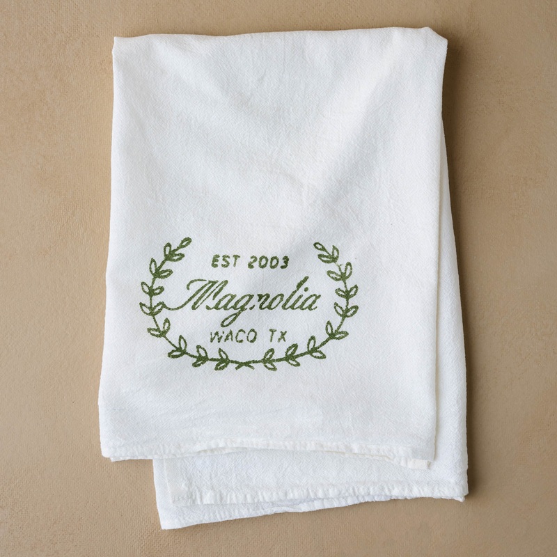 Magnolia Sage Laurel Wreath Tea Towel