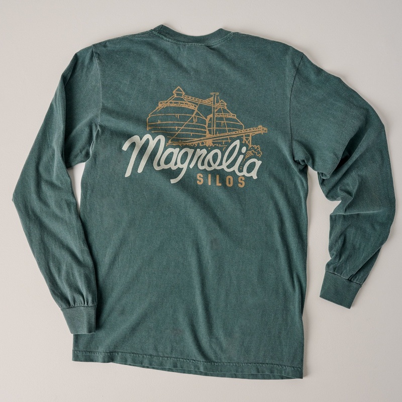 Magnolia Script Silos Blue Spruce Long Sleeve Shirt