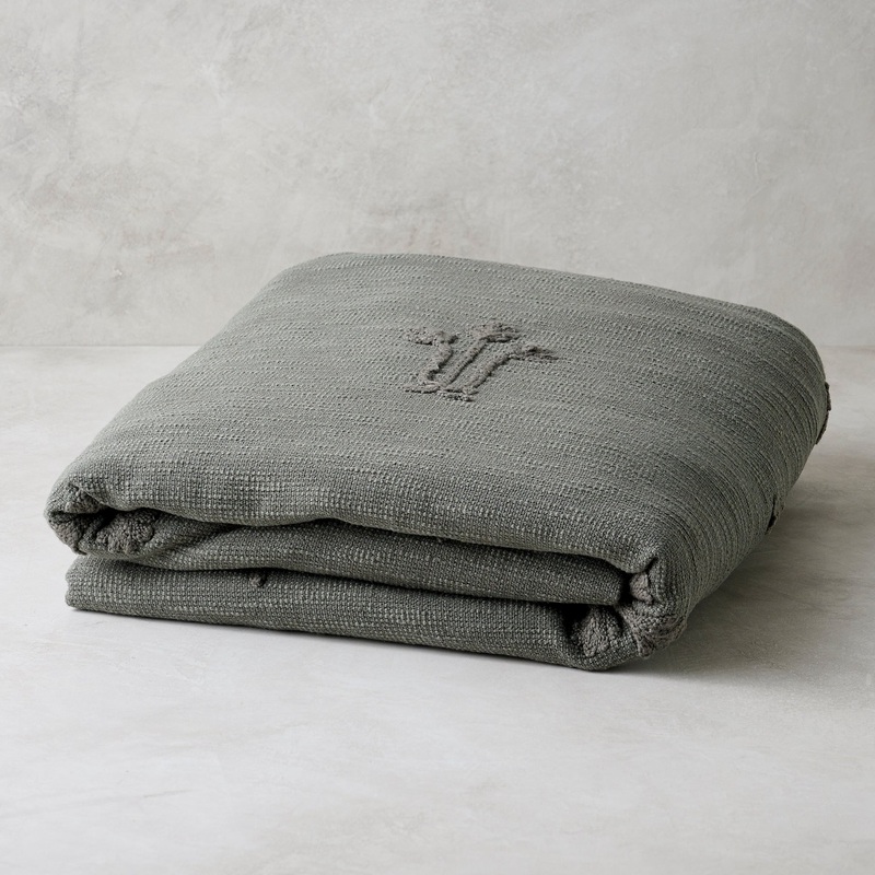 Petrol Blue Tulip Textured Coverlet