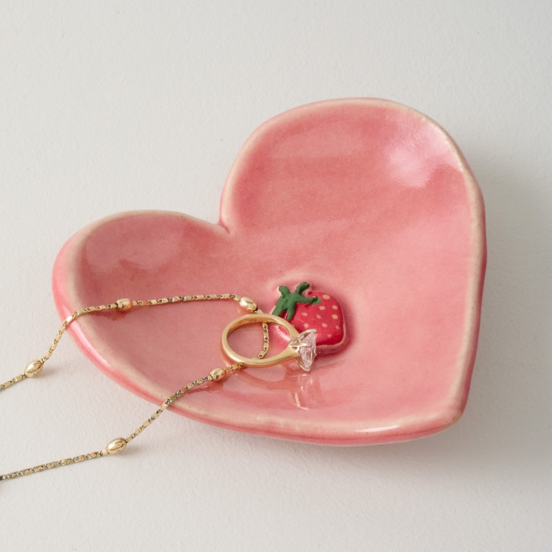 Black Oak Artisan Strawberry Heart Trinket Dish