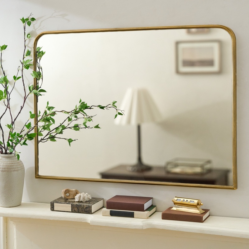 Collin Ribbed Brass Mantel Mirror