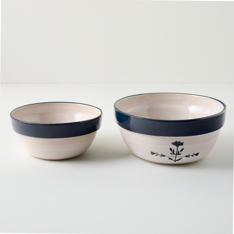 Lila Floral Mixing Bowl Set of Two