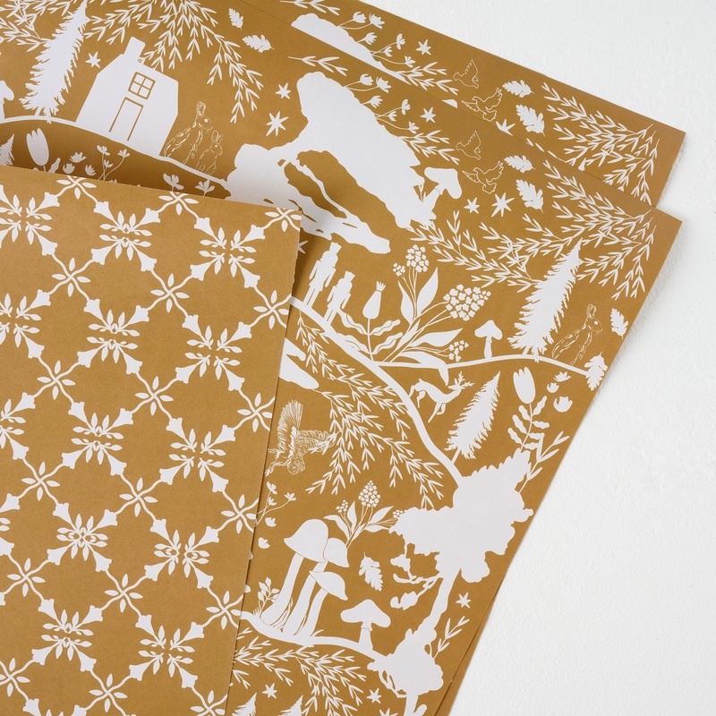 Magnolia Gold Woodland Wrapping Paper Sheets