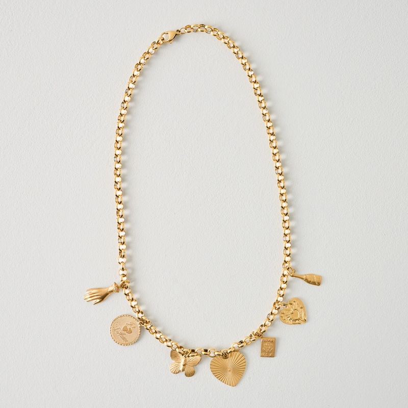 Stationary Brass Charm Necklace