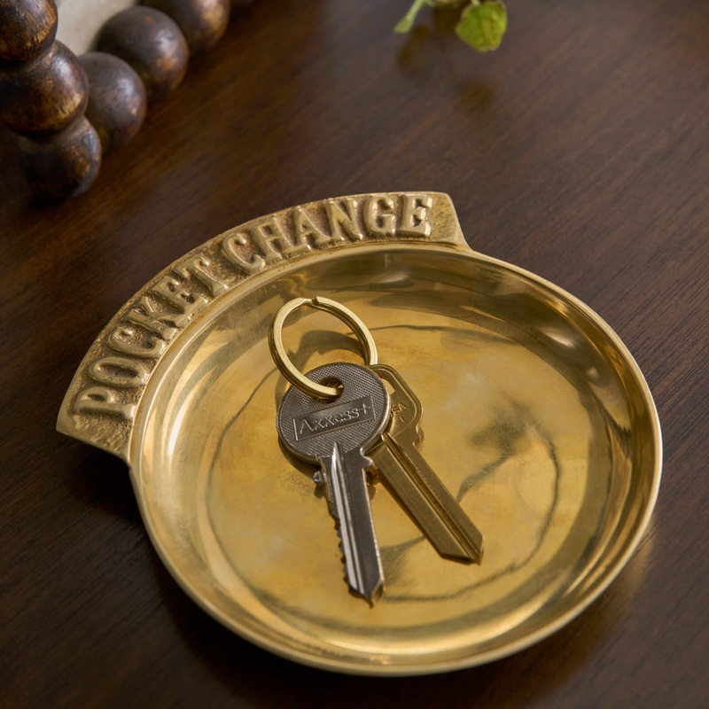Vintage Inspired Brass Pocket Change Tray
