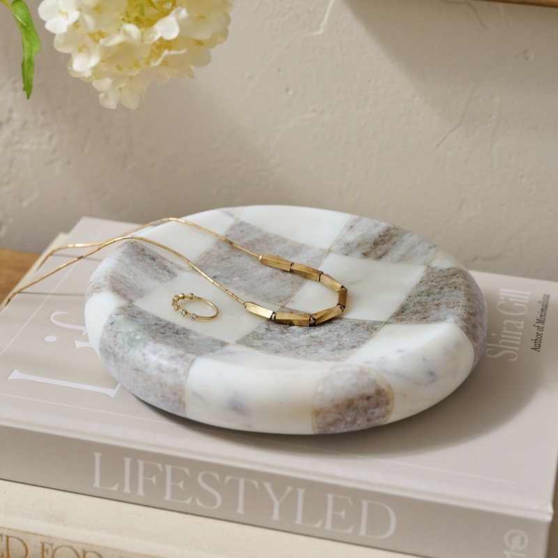 Everett Checkered Marble Trinket Tray