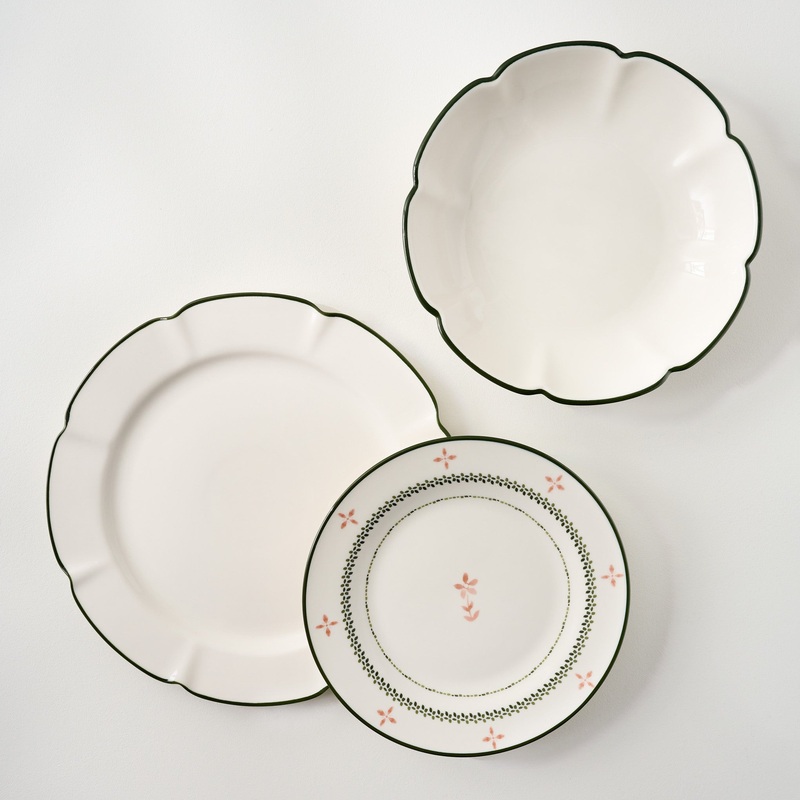 Green Luna Scalloped 3-Piece Place Setting