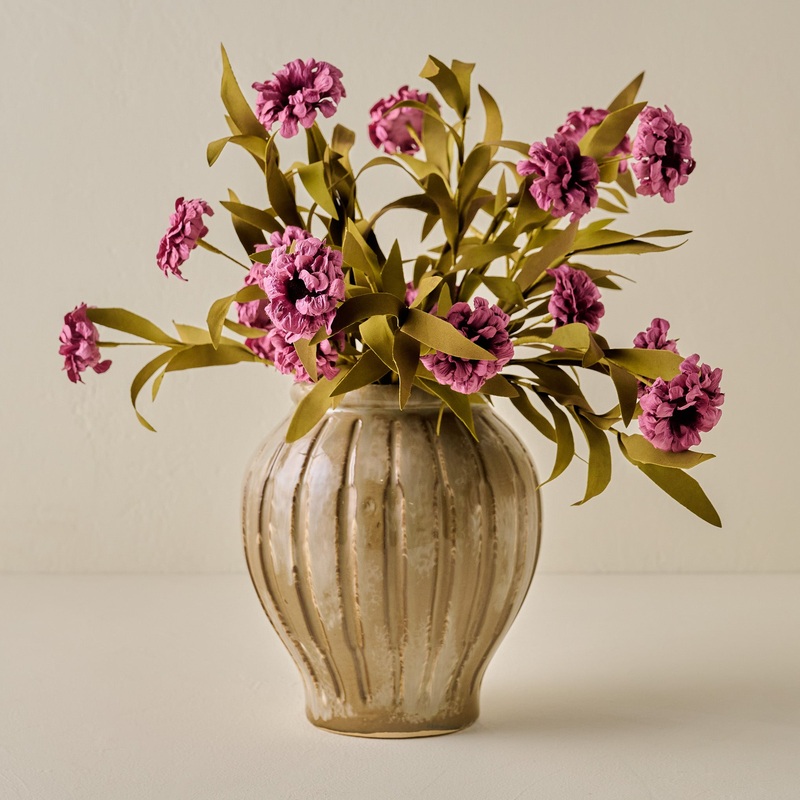 Callum Ribbed Vase + Purple Wildflower Bush Pairing