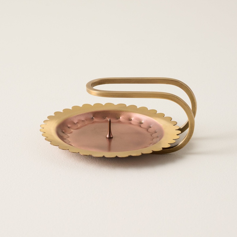 Hammered Copper and Brass Candle Holder