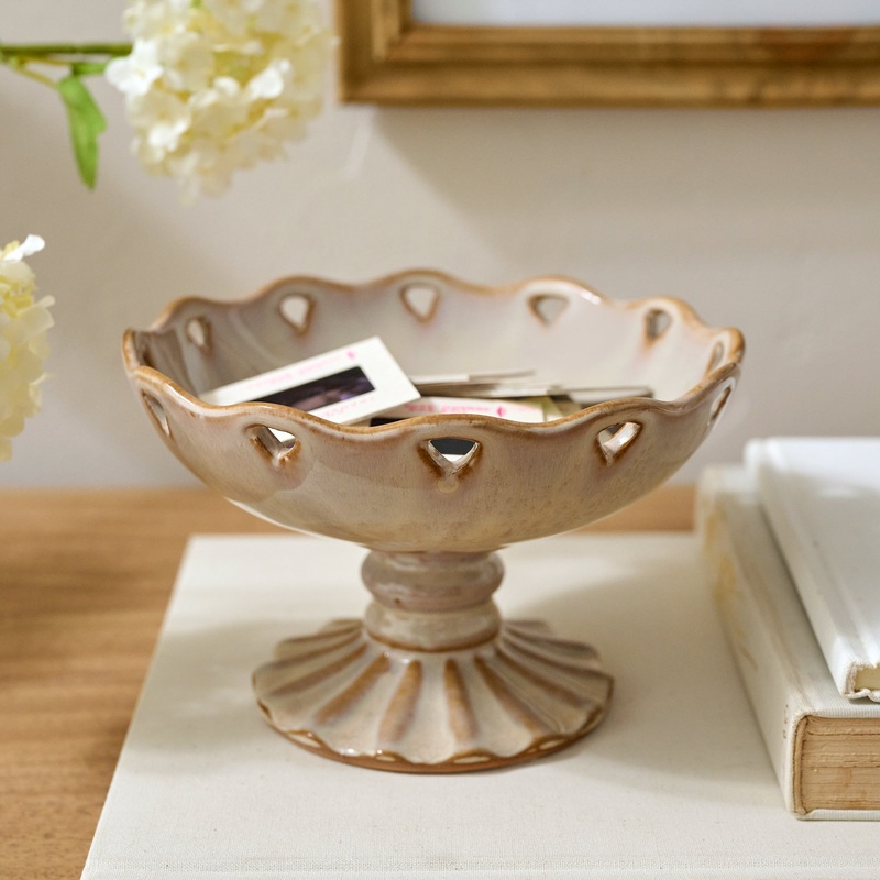 Millie Glazed Ceramic Compote Bowl