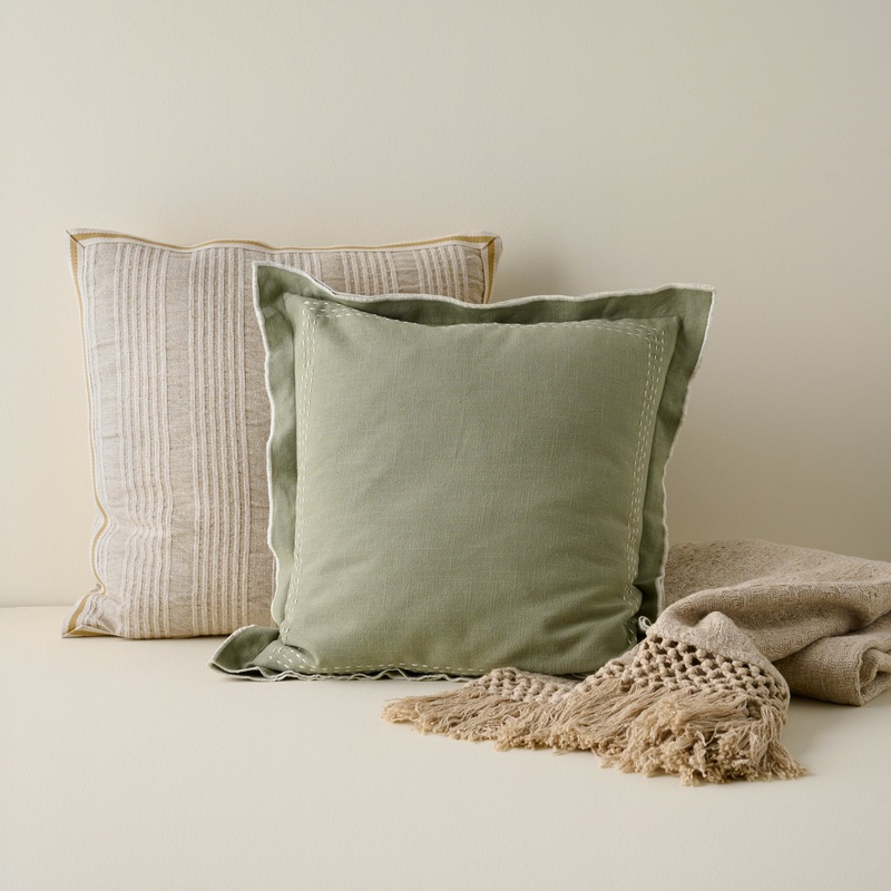 Natural Plaid Oversized Pillow and Throw Bundle