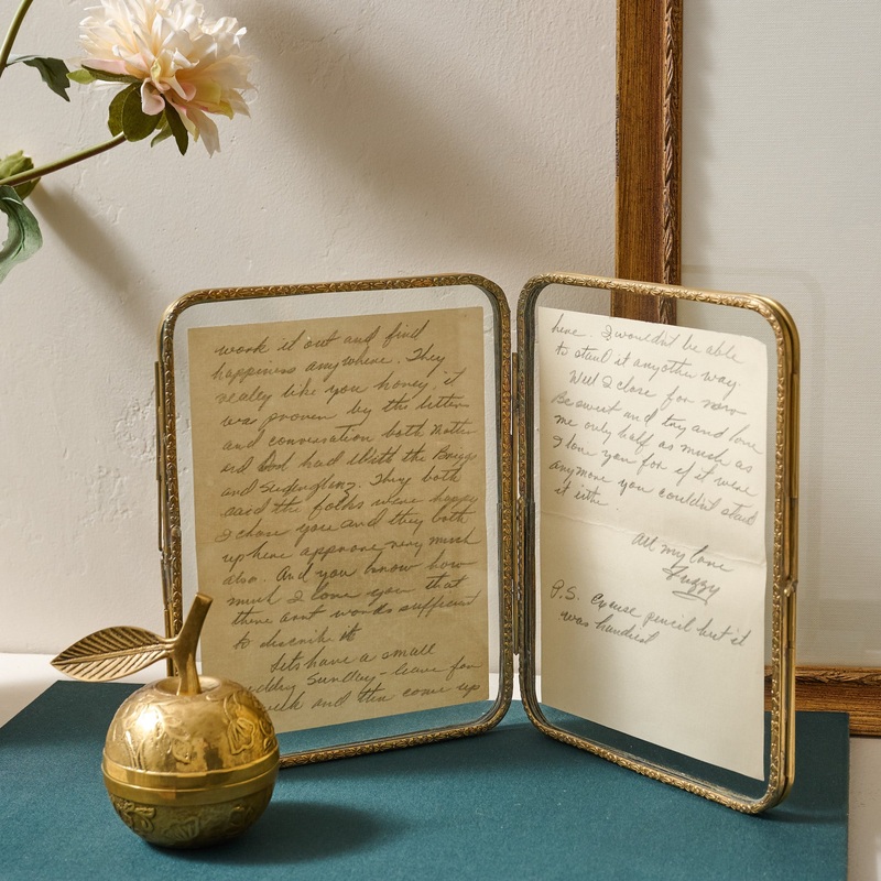 Antiqued Brass Double Photo Frame