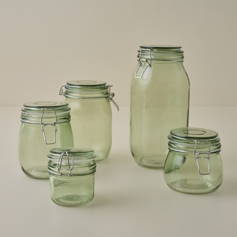 Magnolia Green Glass Storage Jar