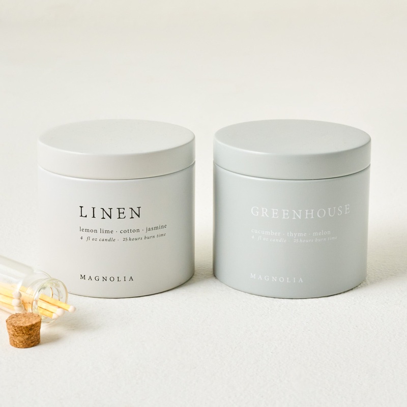 Magnolia Linen and Greenhouse Candle Tin Bundle