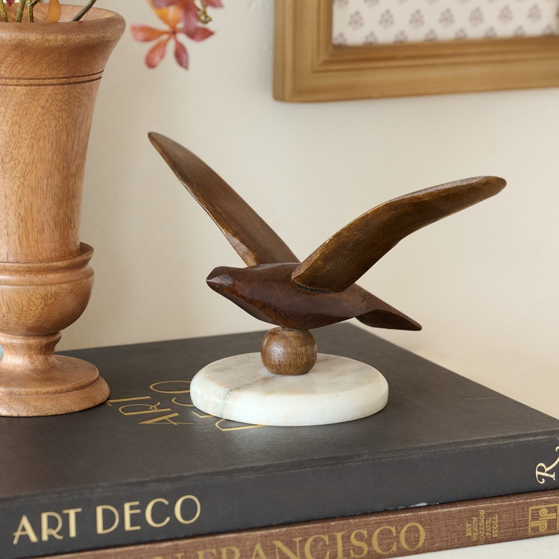 Marble and Wood Bird Sit About