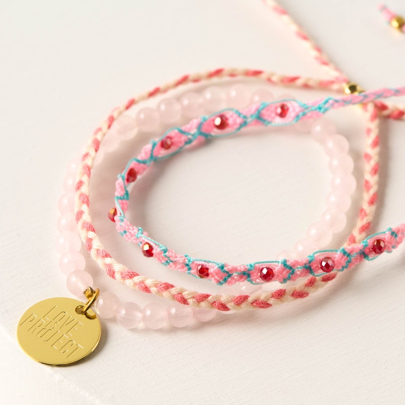 Pink Agate Bracelet Set